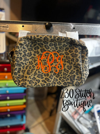 Monogram Leopard Cosmetic Bag