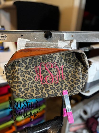 Monogram Leopard Cosmetic Bag