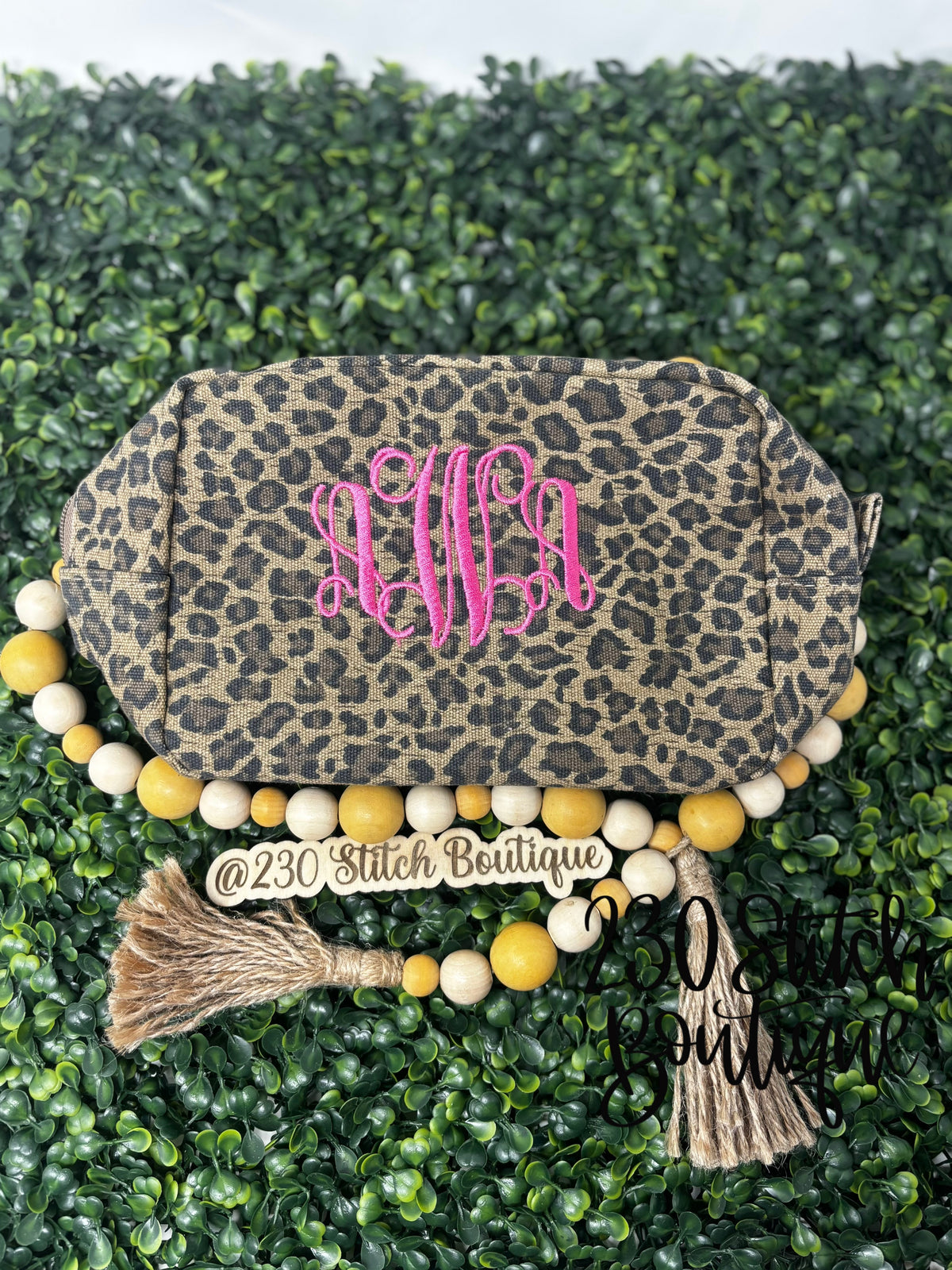 Monogram Leopard Cosmetic Bag